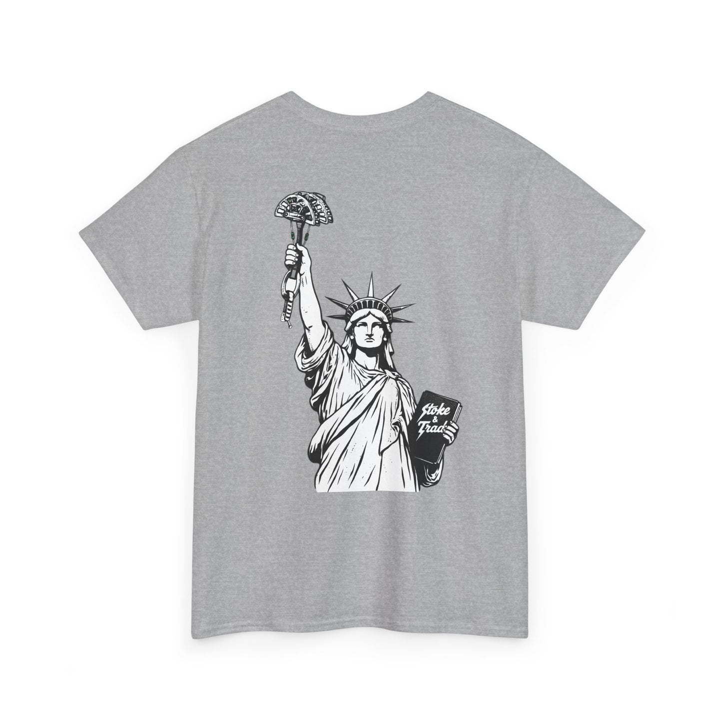 Statue of Liberty Holding a Cam| Rock Climbing Shirt Stoke & Trad