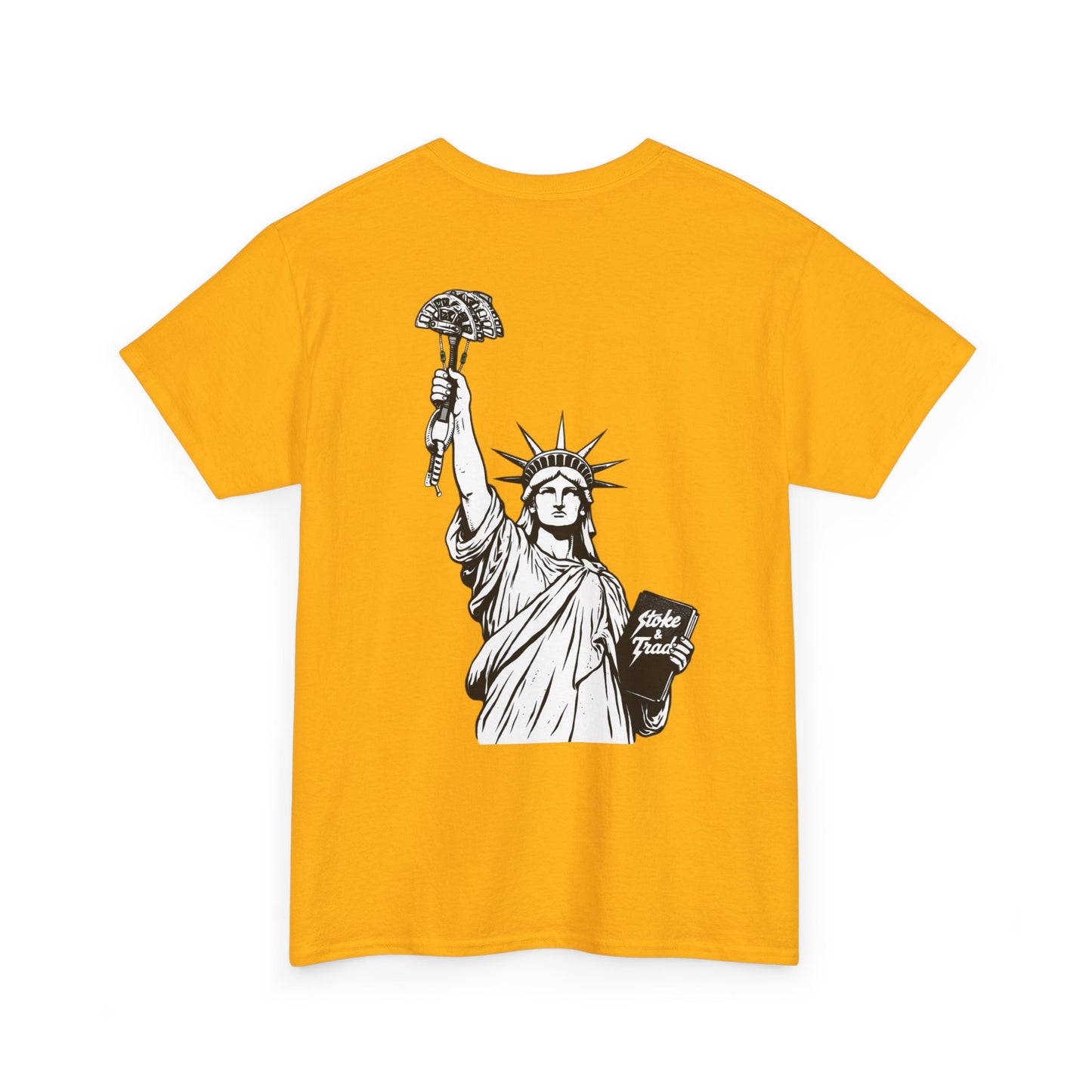 Statue of Liberty Holding a Cam| Rock Climbing Shirt Stoke & Trad
