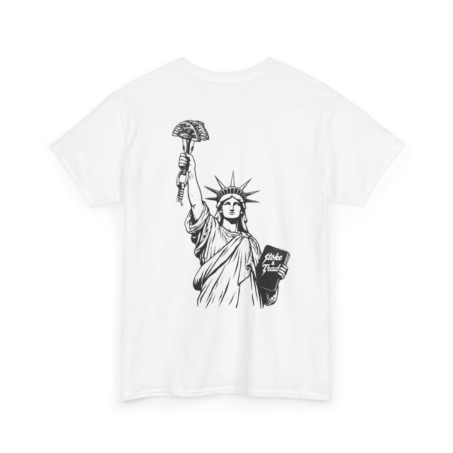 Statue of Liberty Holding a Cam| Rock Climbing Shirt Stoke & Trad