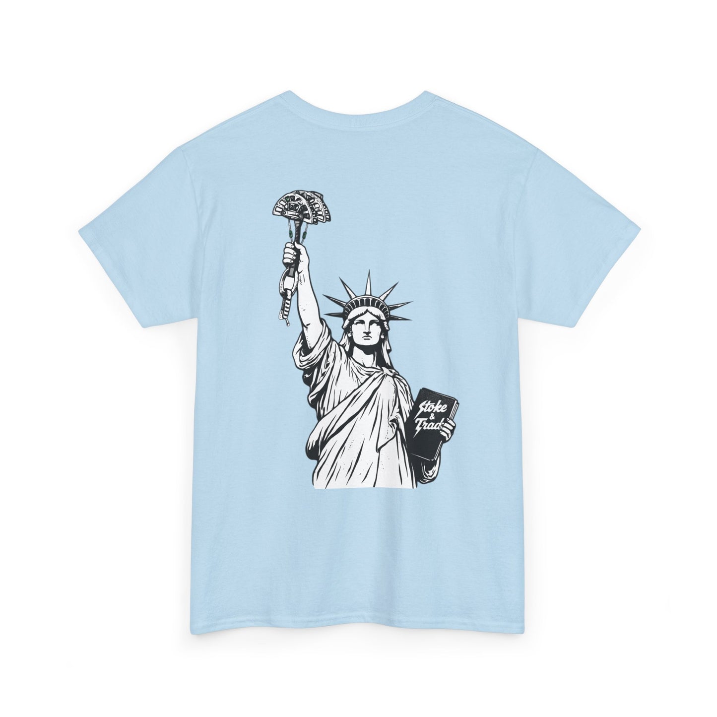Statue of Liberty Holding a Cam| Rock Climbing Shirt Stoke & Trad